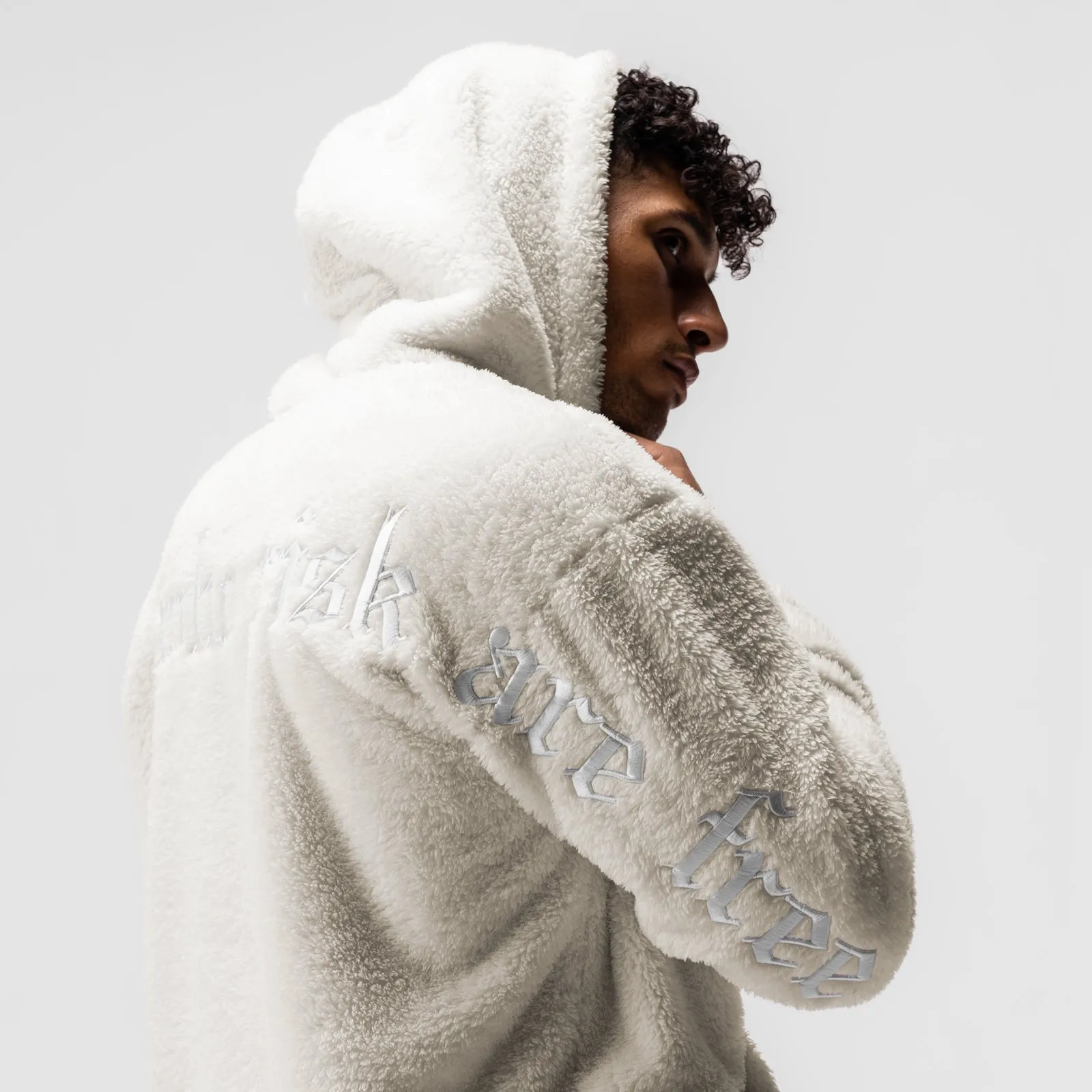 0553. Sherpa Recovery Hoodie - Ivory Cream/White