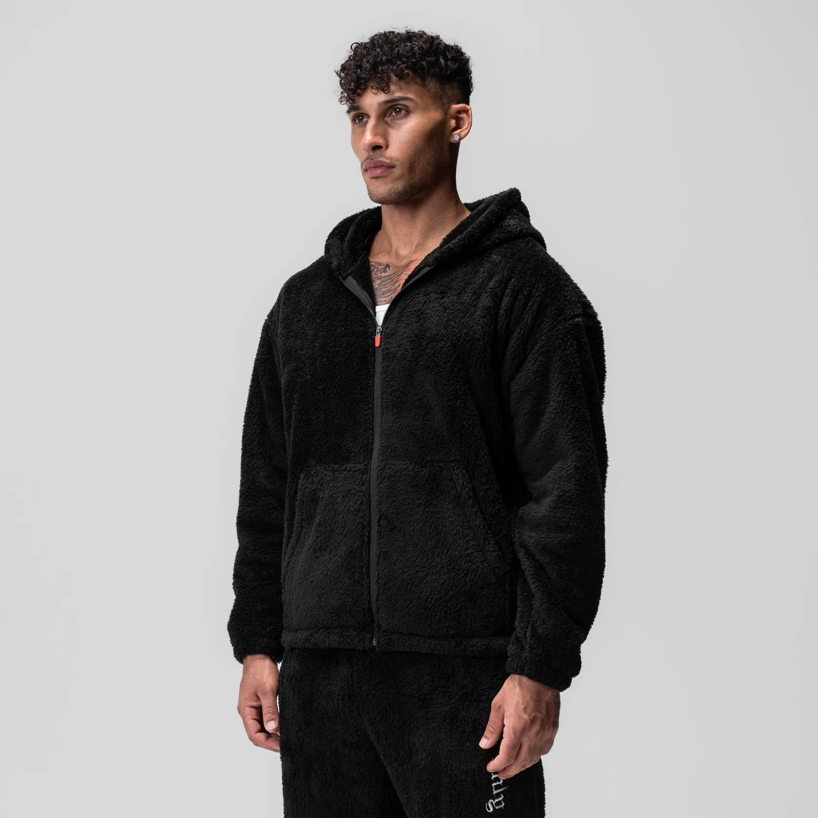 0887. Sherpa Recovery Full Zip Hoodie - Black/White