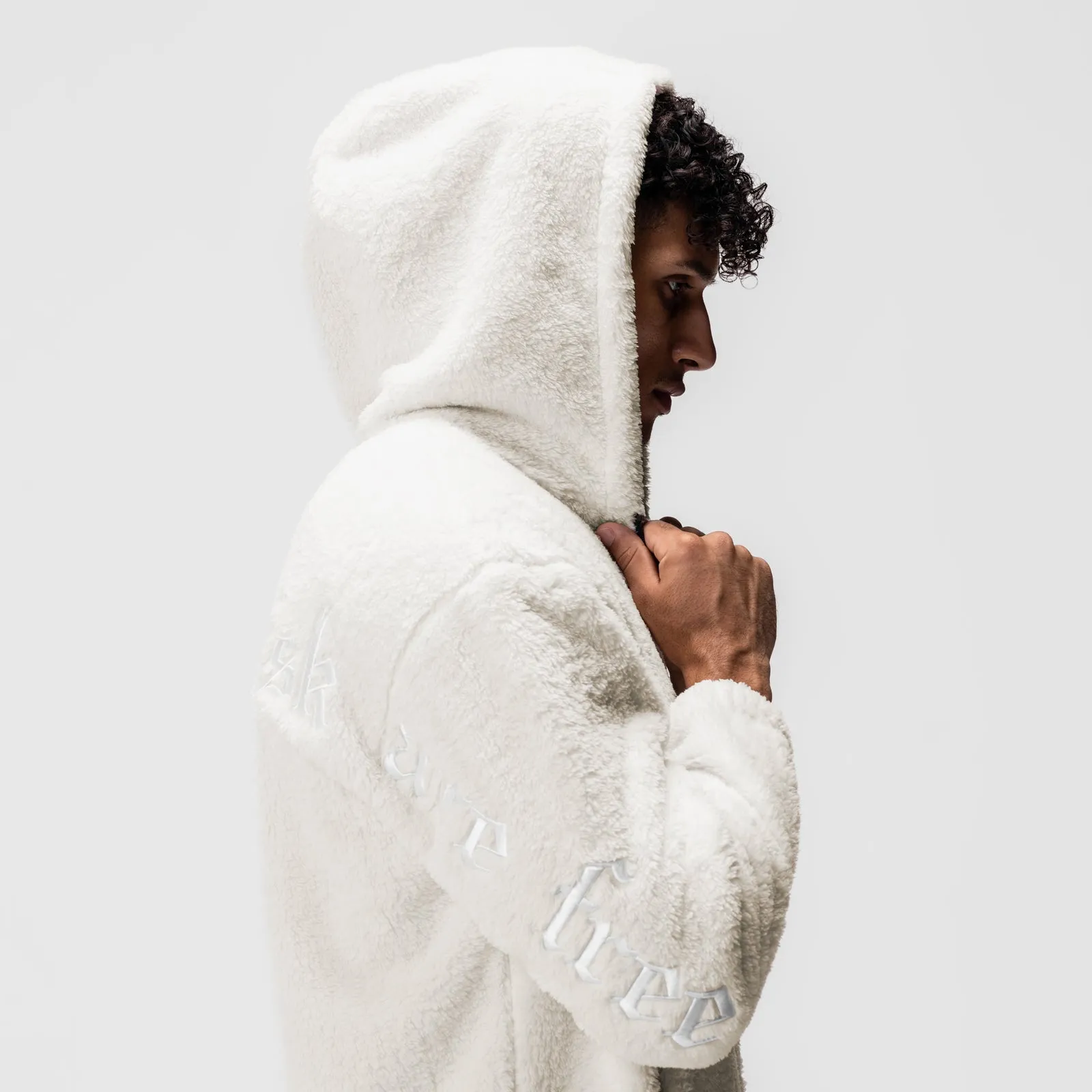 0887. Sherpa Recovery Full Zip Hoodie - Ivory Cream/White
