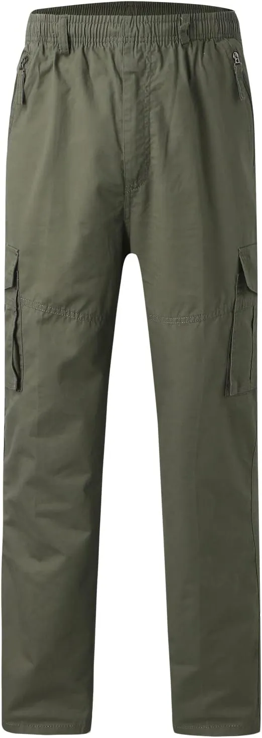 2023 Mens Cargo Pants with Multi Pockets Casual Joggers Hiking Pants Plus Size Loose Straight Sweatpants Stylish Trousers