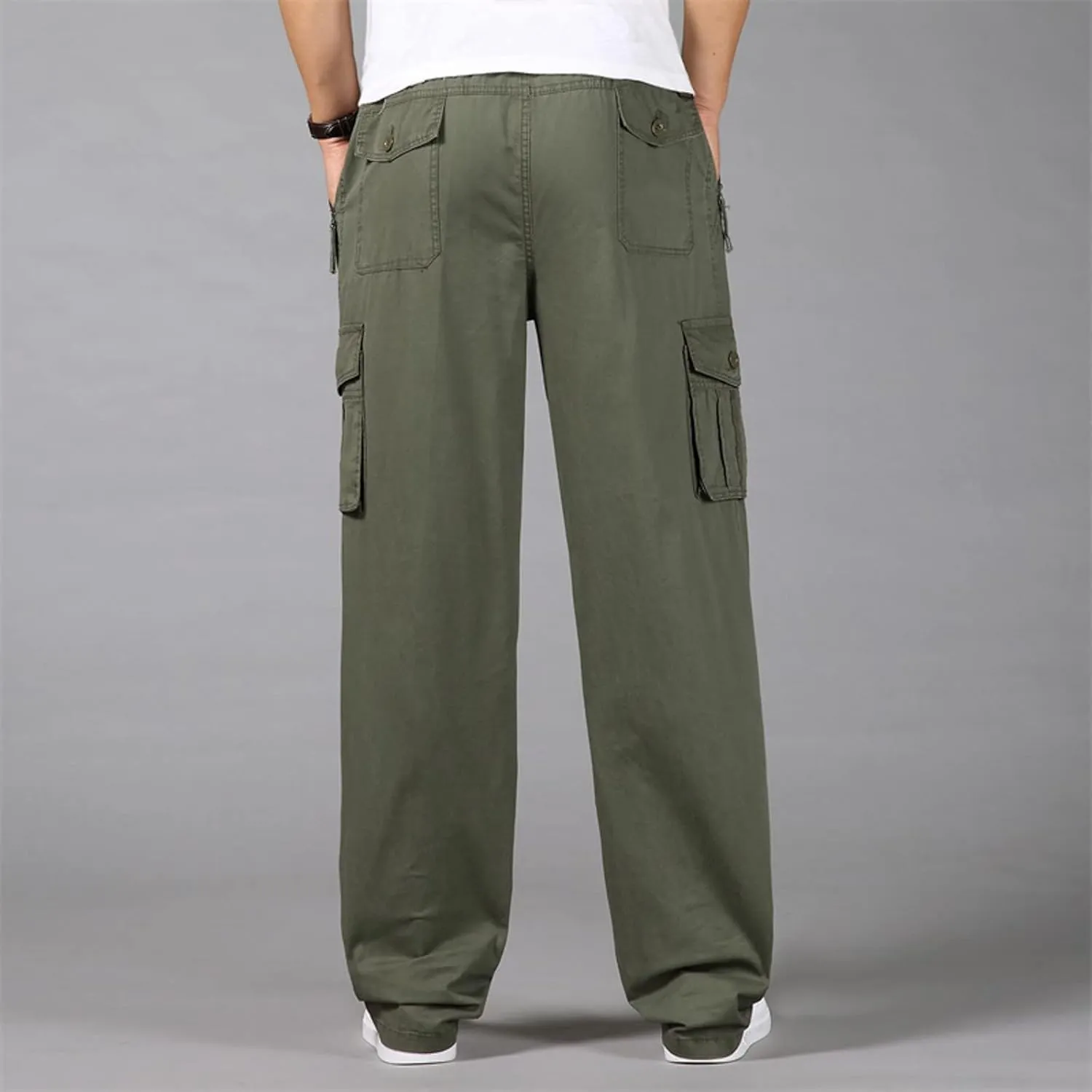 2023 Mens Cargo Pants with Multi Pockets Casual Joggers Hiking Pants Plus Size Loose Straight Sweatpants Stylish Trousers