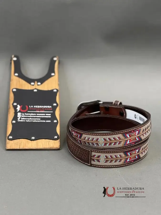 3D BELT COMPANY CINTURÓN BROWN TAN MULTI ARROW STITCH