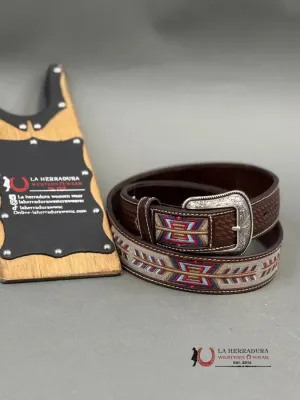 3D BELT COMPANY CINTURÓN BROWN TAN MULTI ARROW STITCH