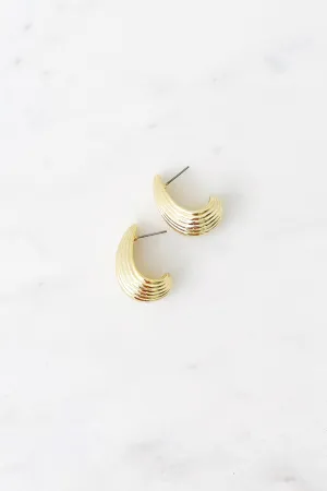 Abstract Ridged Earring-Gold