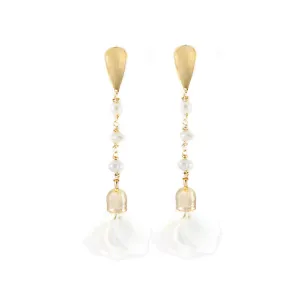 Ale Flower & Crystal Earrings - White