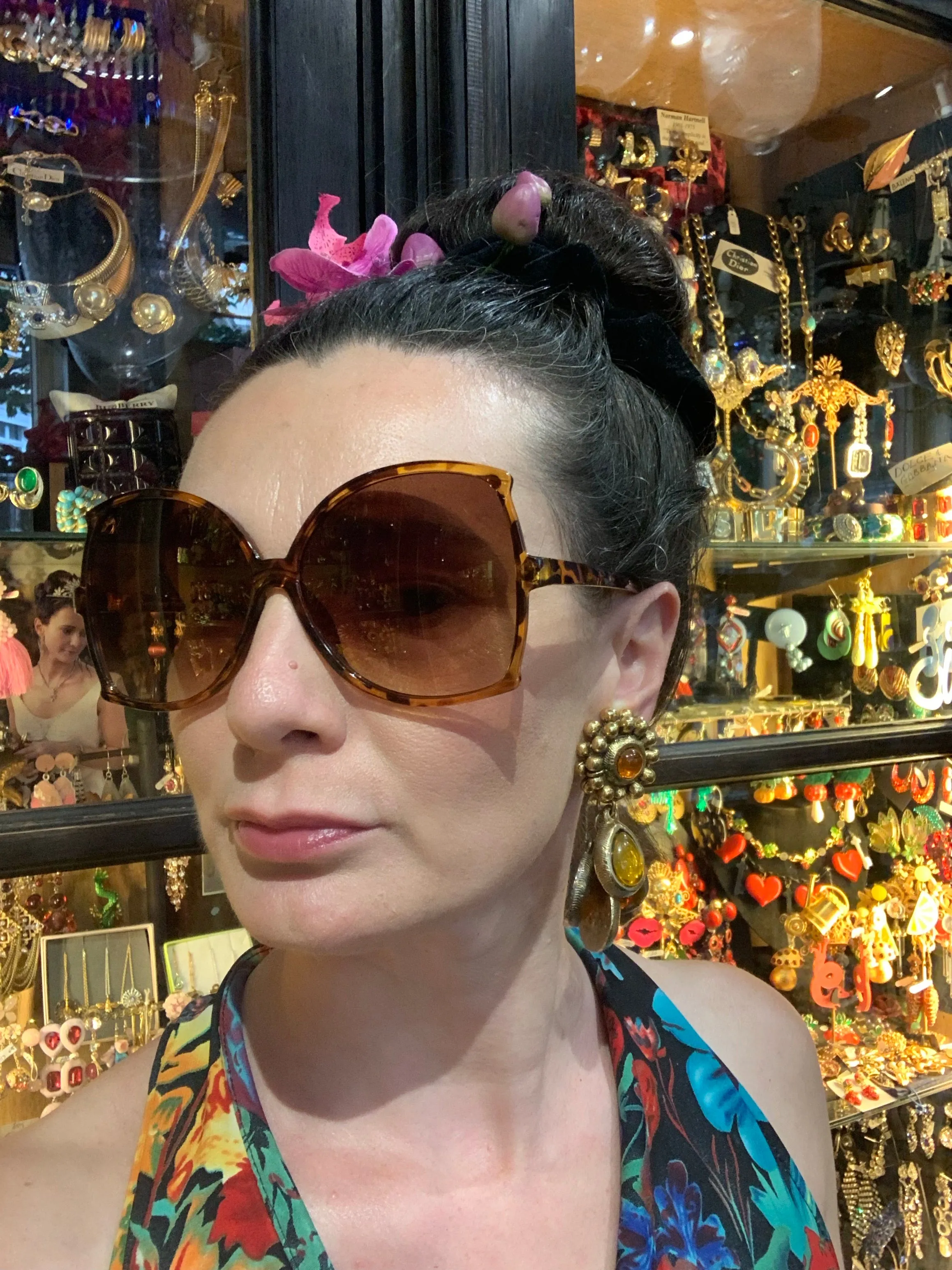 Amber Glass Drop clip on earring by Satellite Paris