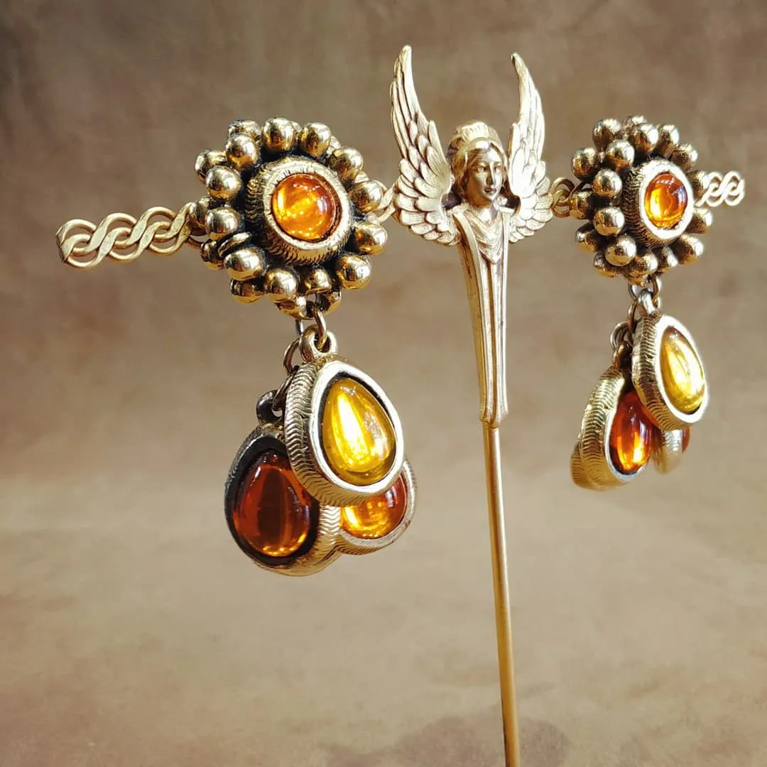 Amber Glass Drop clip on earring by Satellite Paris