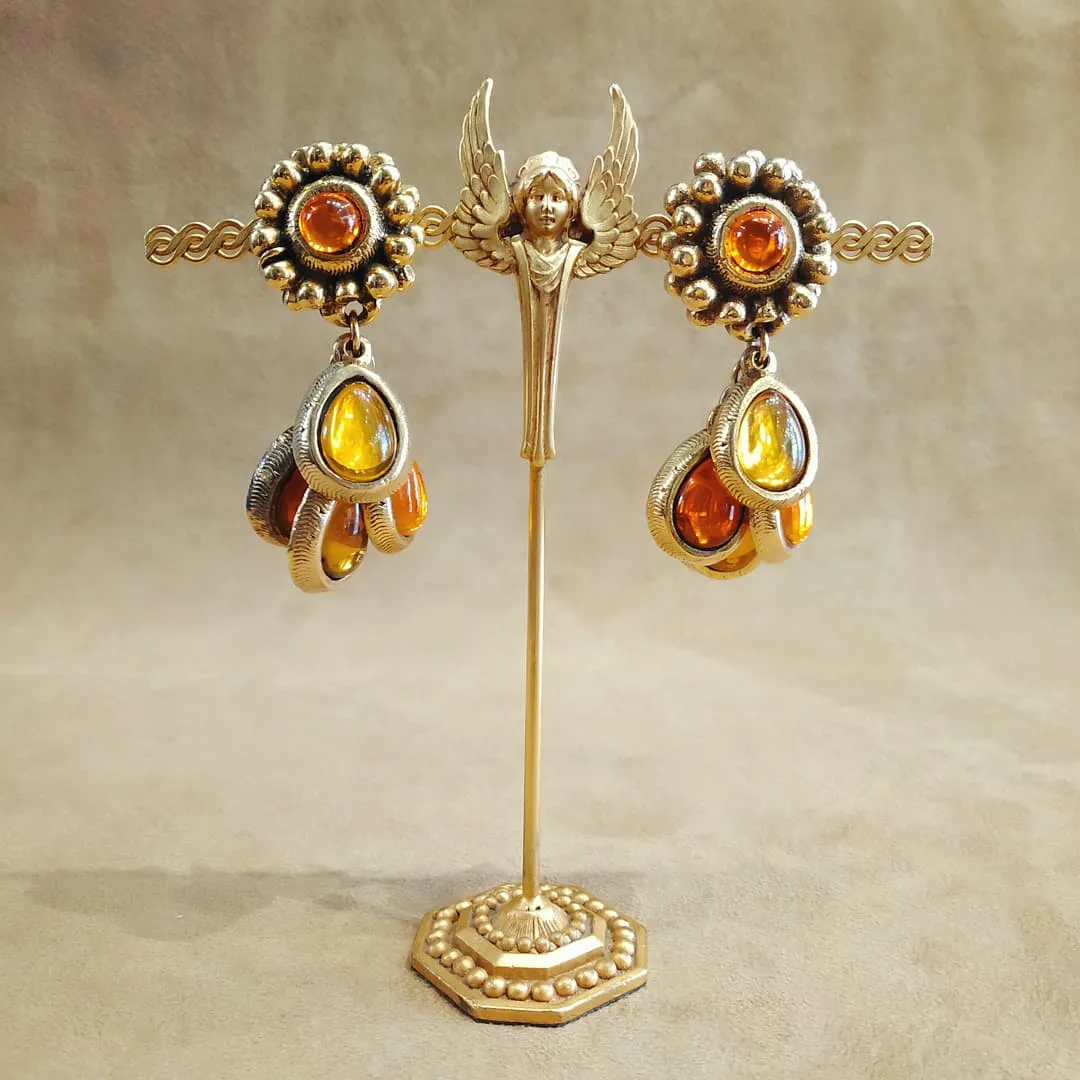 Amber Glass Drop clip on earring by Satellite Paris