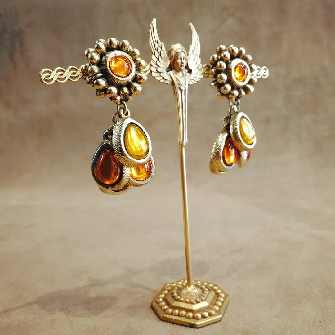 Amber Glass Drop clip on earring by Satellite Paris