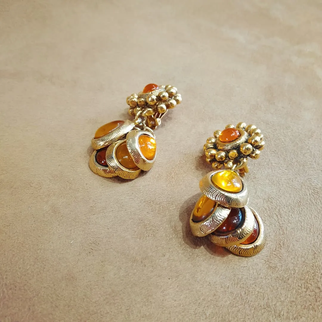 Amber Glass Drop clip on earring by Satellite Paris