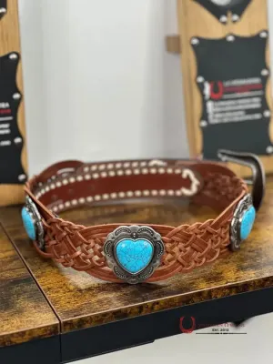 ANGEL RANCH TURQ HEART BELT