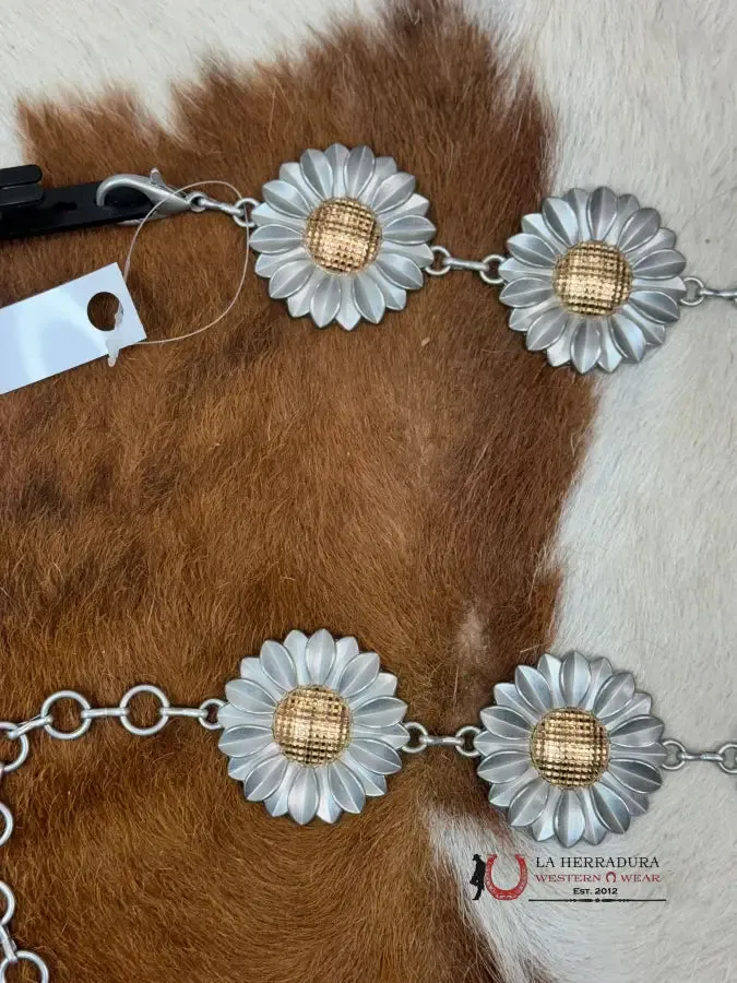ARIAT BELT SILVER CHAIN SUN FLOWER