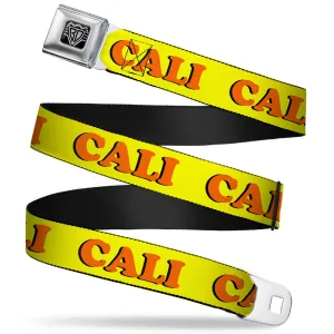 BD Wings Logo CLOSE-UP Full Color Black Silver Seatbelt Belt - CALI Yellow/Orange Webbing