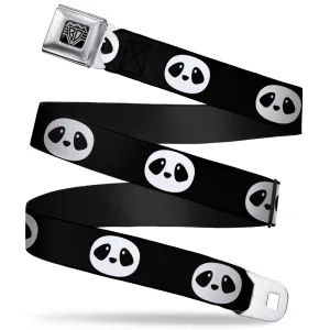 BD Wings Logo CLOSE-UP Full Color Black Silver Seatbelt Belt - Panda Face Black/White Webbing