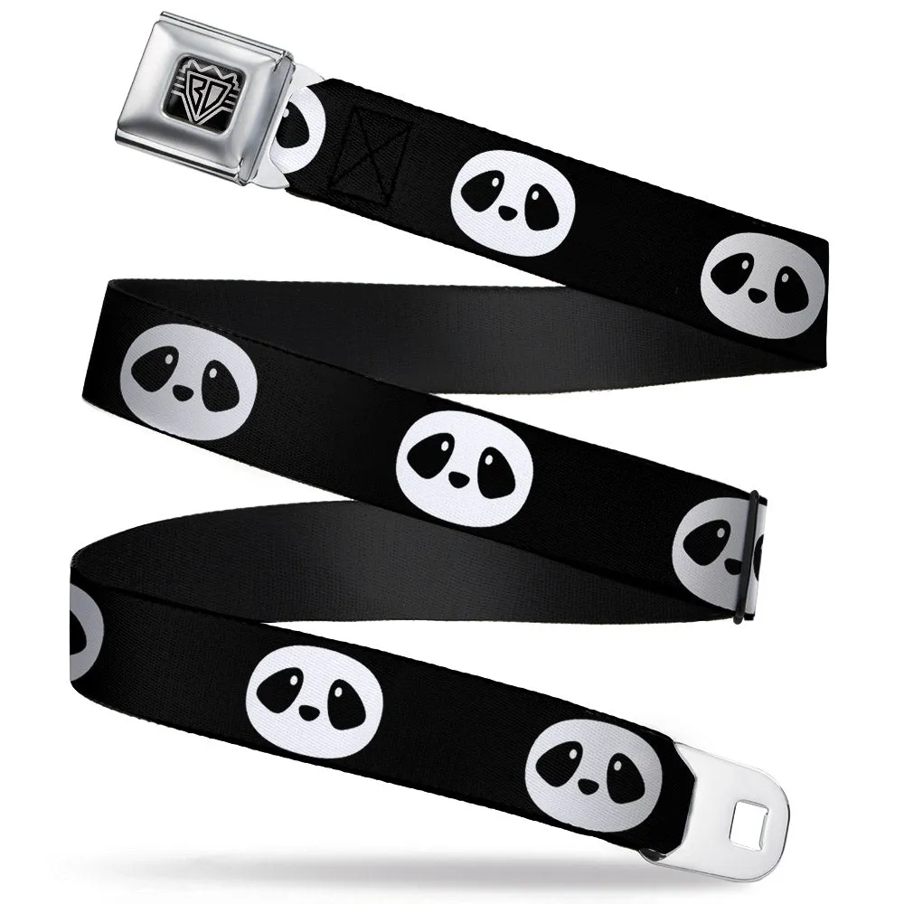 BD Wings Logo CLOSE-UP Full Color Black Silver Seatbelt Belt - Panda Face Black/White Webbing