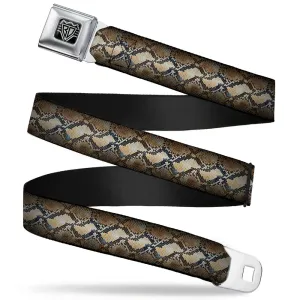 BD Wings Logo CLOSE-UP Full Color Black Silver Seatbelt Belt - Snake Skin 4 Webbing