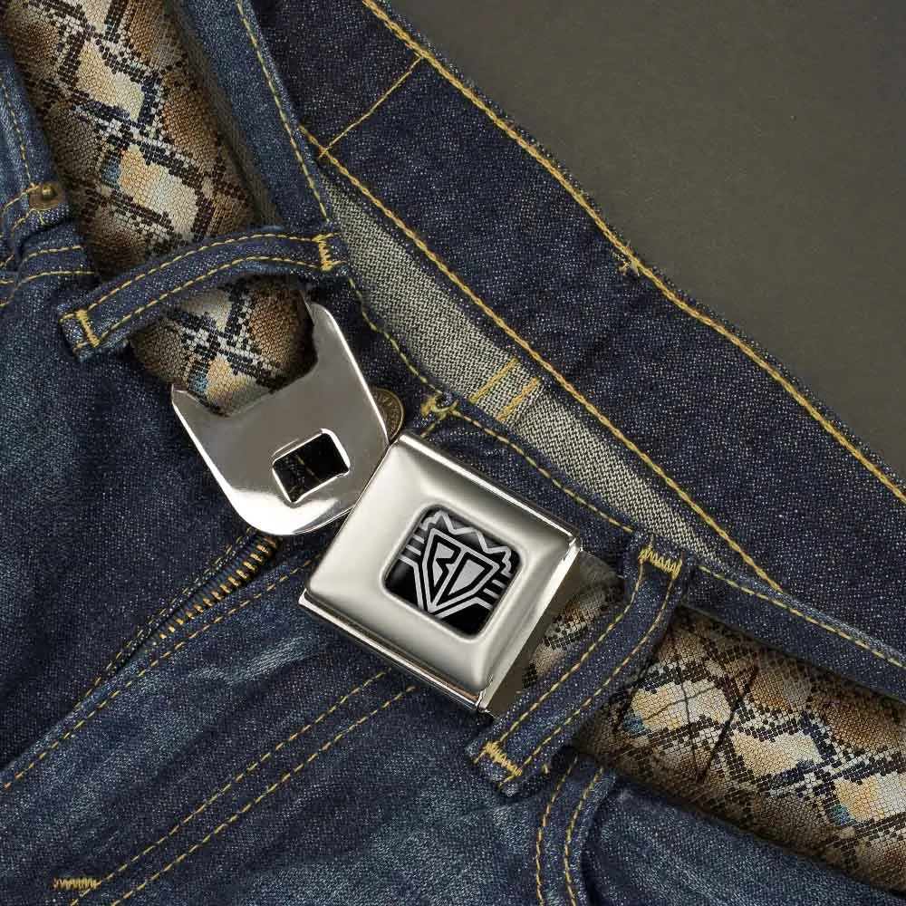 BD Wings Logo CLOSE-UP Full Color Black Silver Seatbelt Belt - Snake Skin 4 Webbing
