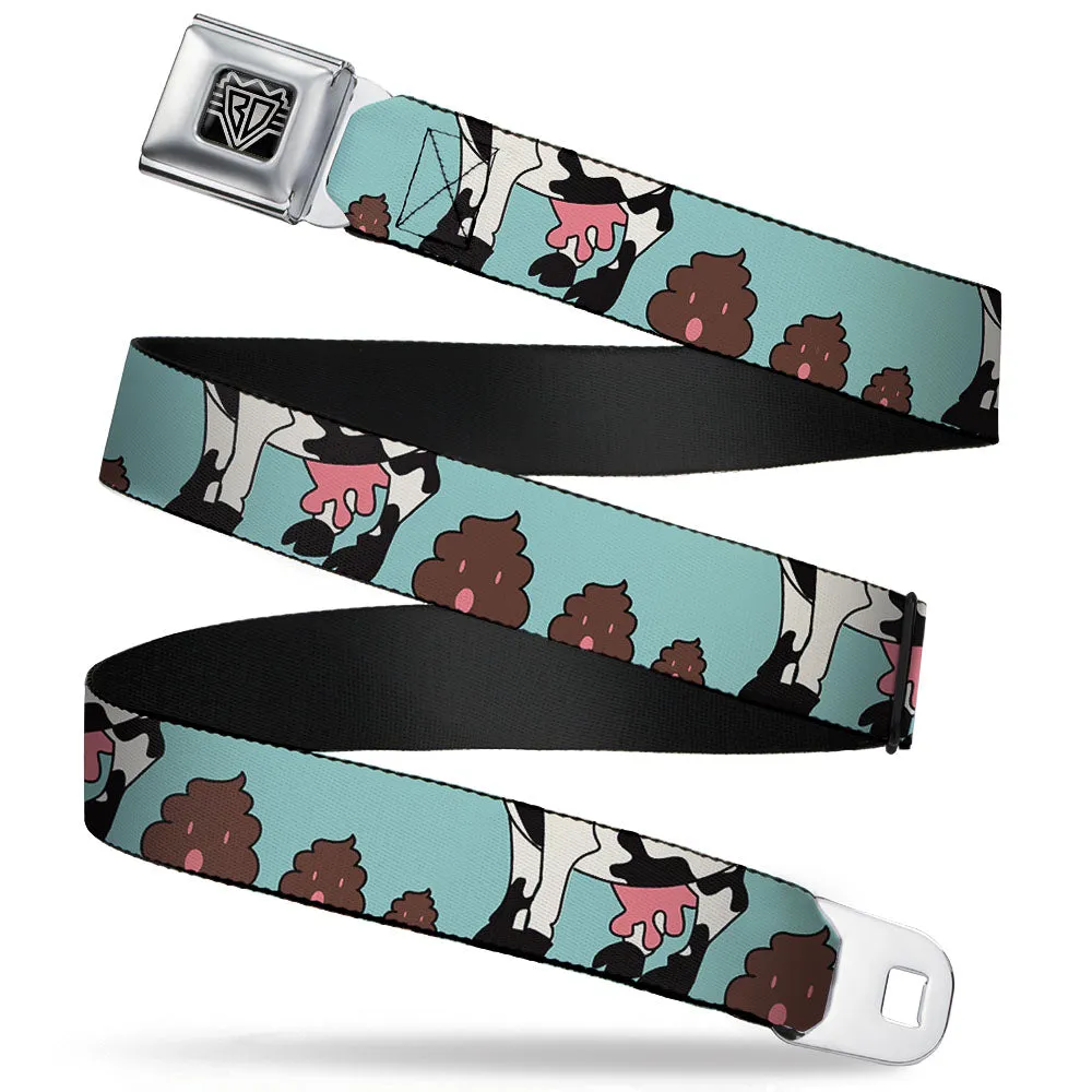 BD Wings Logo CLOSE-UP Full Color Black Silver Seatbelt Belt - Zebra Poops Color Webbing