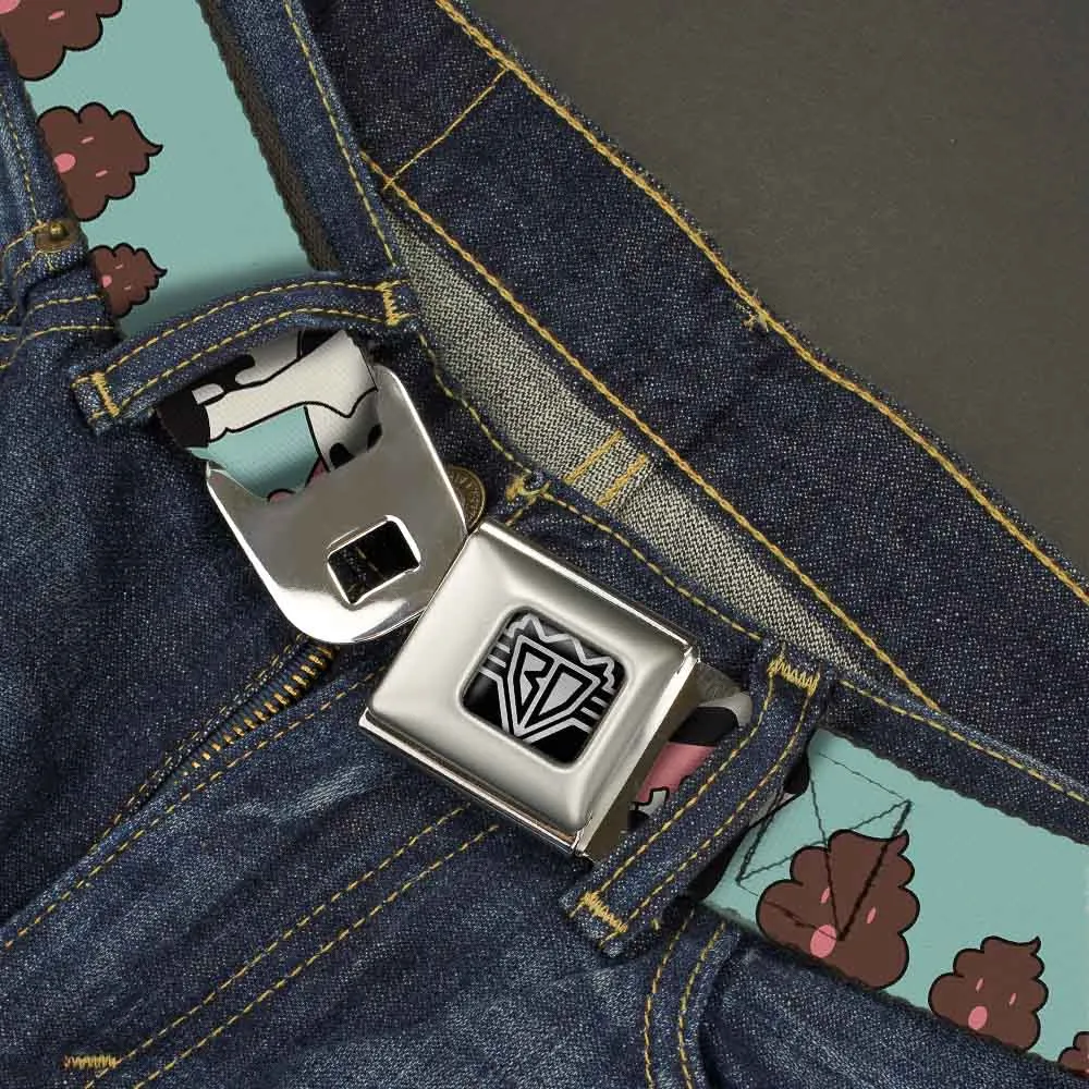 BD Wings Logo CLOSE-UP Full Color Black Silver Seatbelt Belt - Zebra Poops Color Webbing