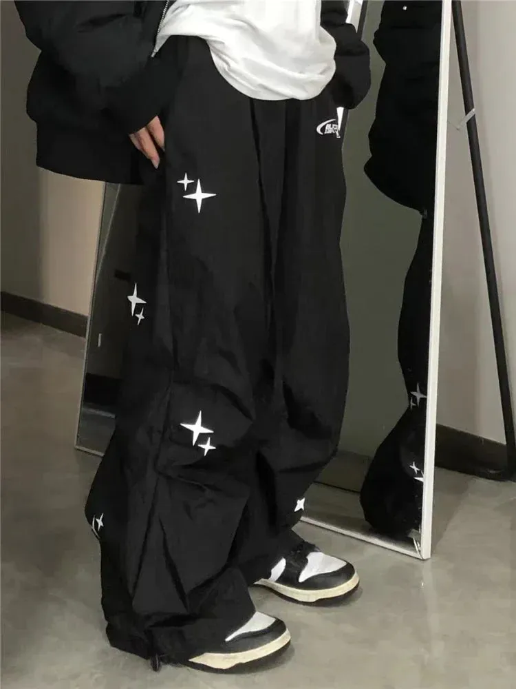 Black Cargo Pants Women Parachute Gorpcore Oversize Pants