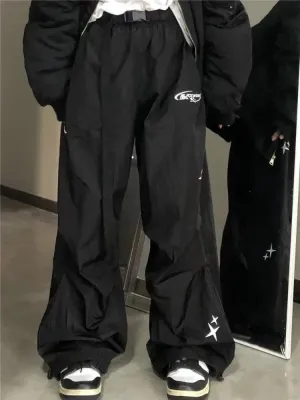 Black Cargo Pants Women Parachute Gorpcore Oversize Pants