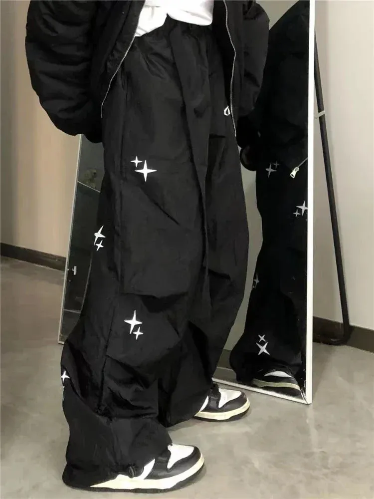 Black Cargo Pants Women Parachute Gorpcore Oversize Pants