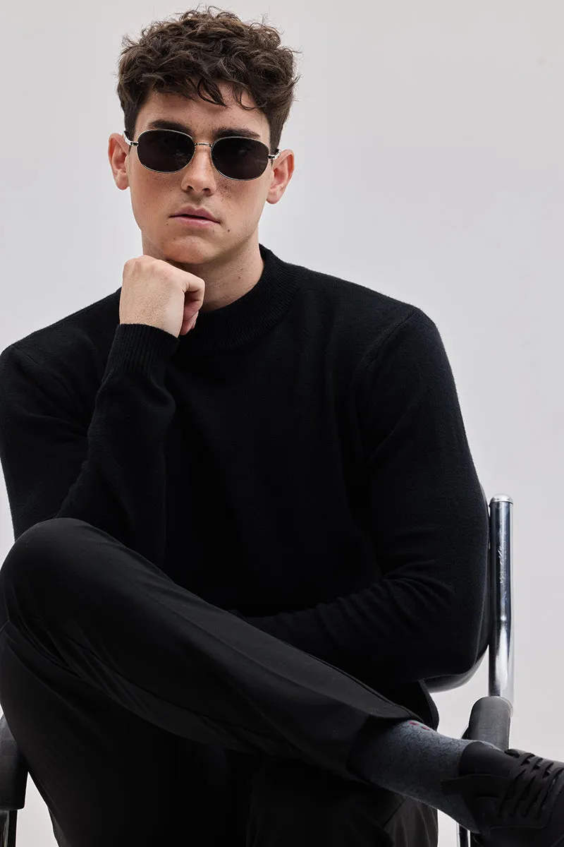 Black Knitted Sweatshirt