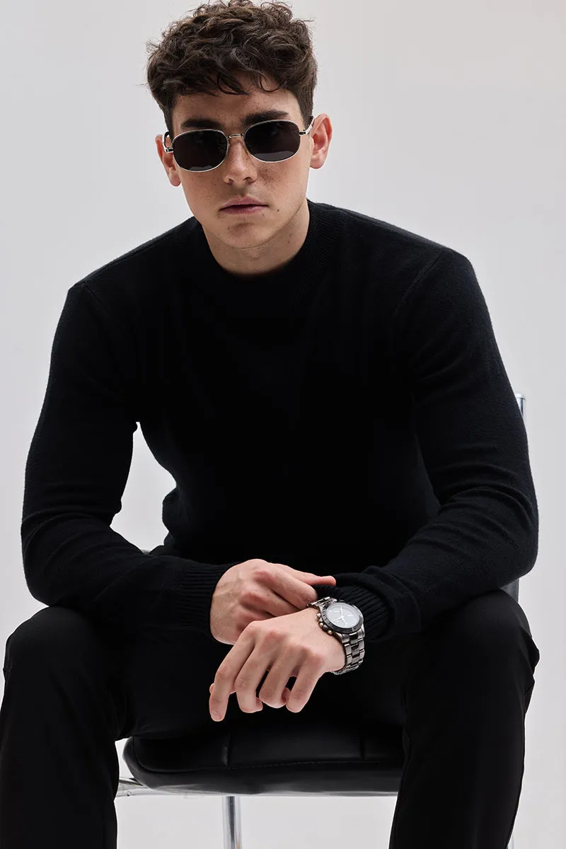 Black Knitted Sweatshirt