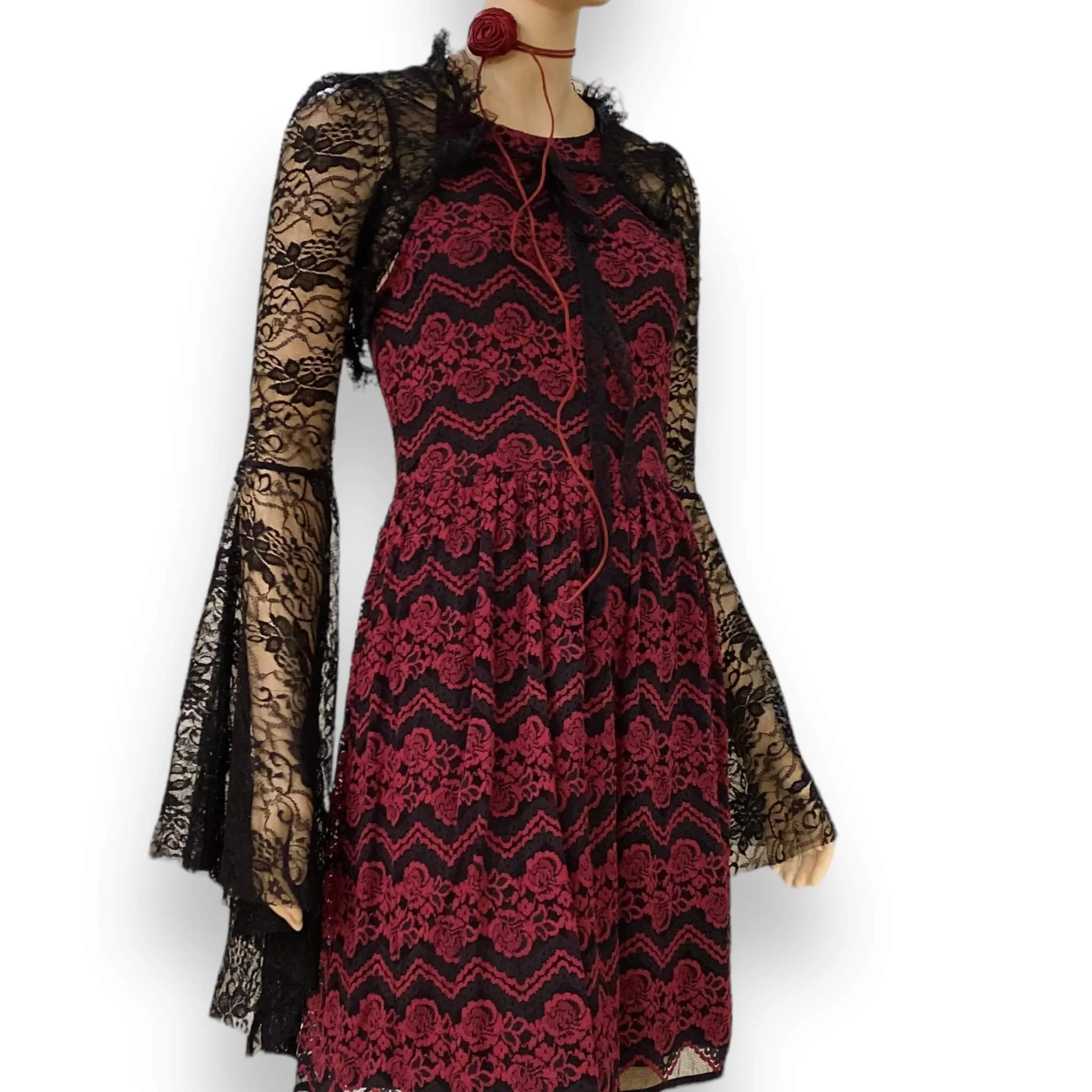 Black Lace Long Sleeve Cropped Bolero Cardigan