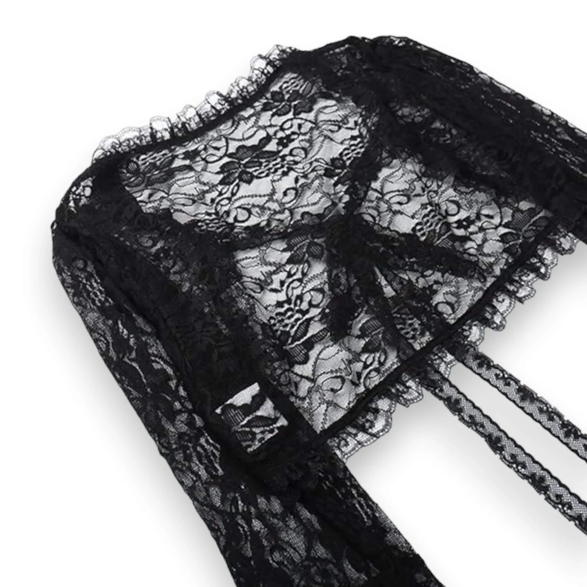 Black Lace Long Sleeve Cropped Bolero Cardigan