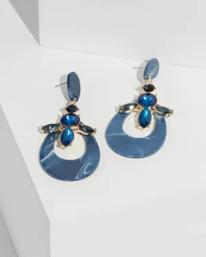 Blue Acrylic Crystal Statement Earrings