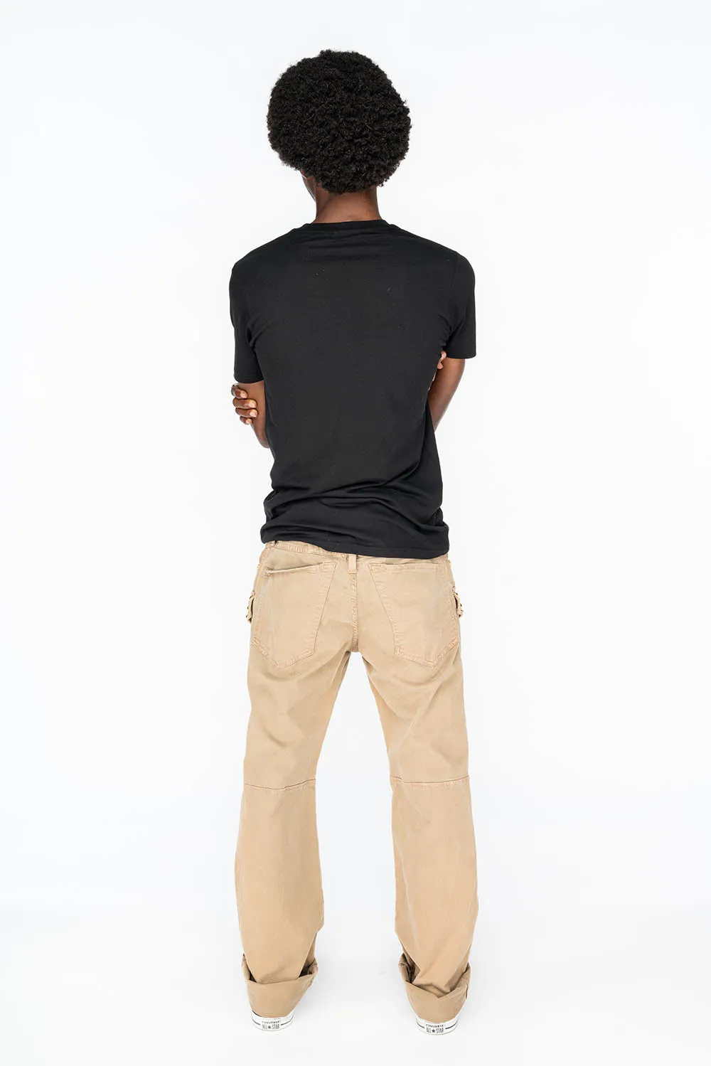BOMBER POCKET PANTS WITH CRYSTALS IN BEIGE