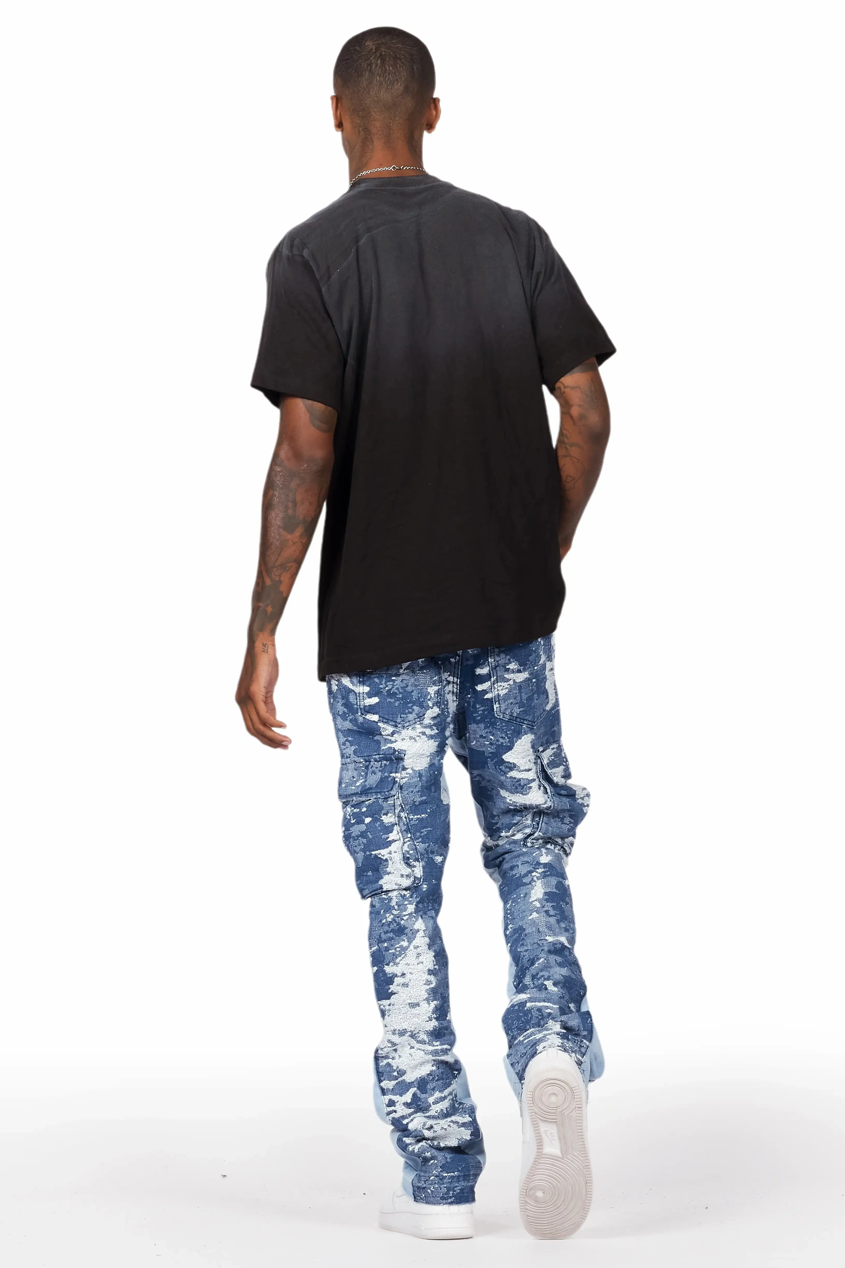 Bower Dark Blue Stacked Flare Jean