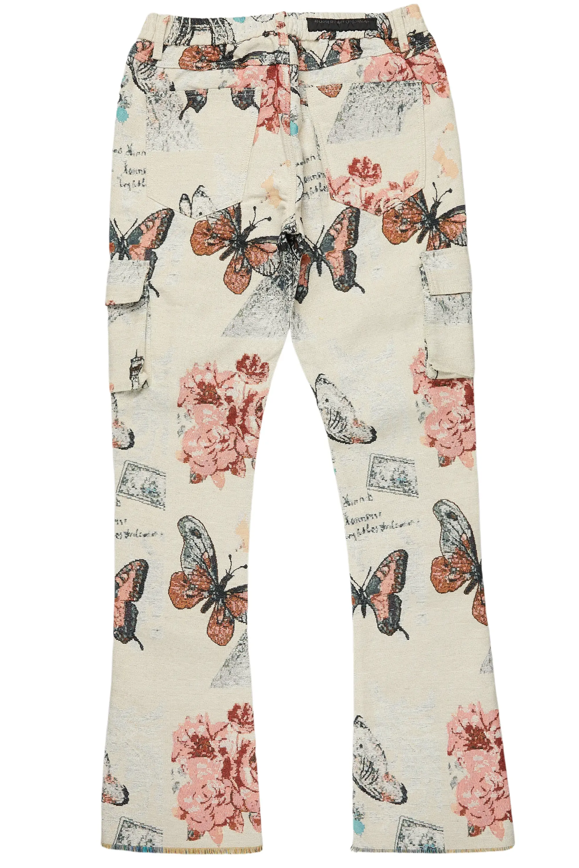 Boys Lamont Beige Multi Tapestry Stacked Flare Jean
