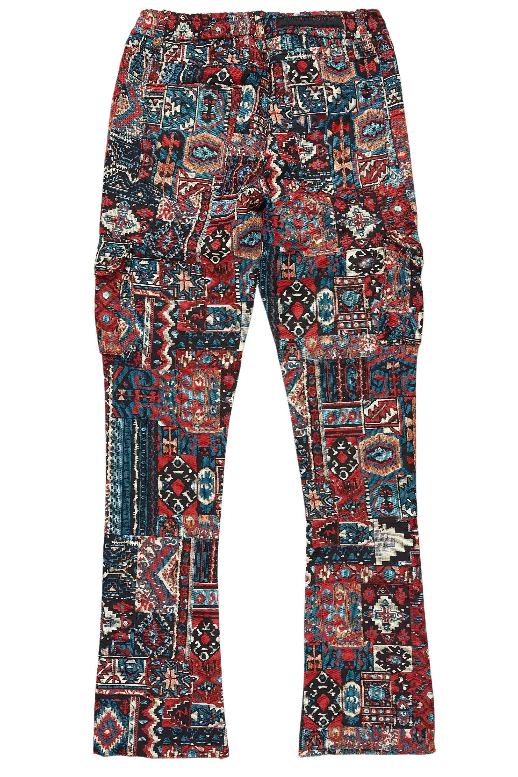 Boys Nard Red Multi Tapestry Stacked Flare Jean