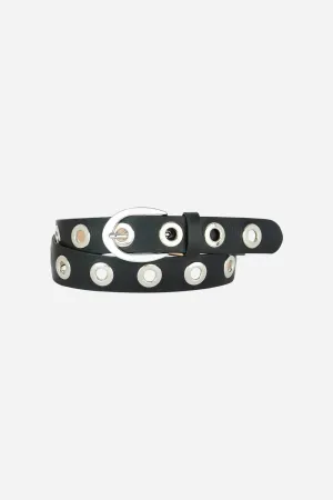 Brave Leather LTD Leah Napa Belt in Smooth Black - Silver