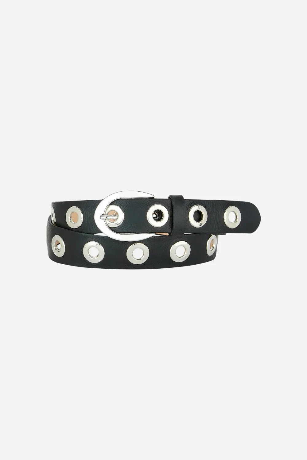 Brave Leather LTD Leah Napa Belt in Smooth Black - Silver
