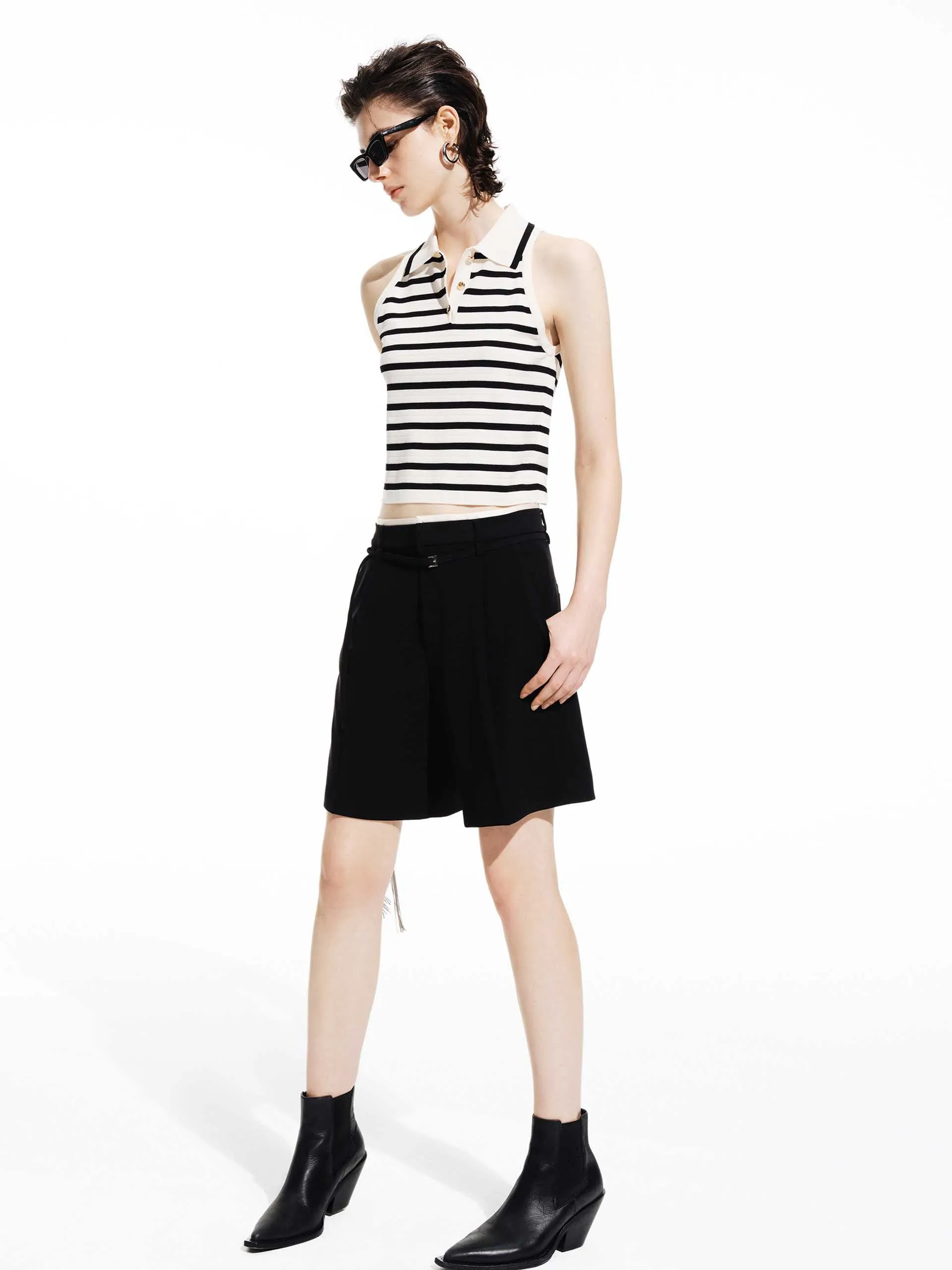 Contrast Detail Suit Shorts