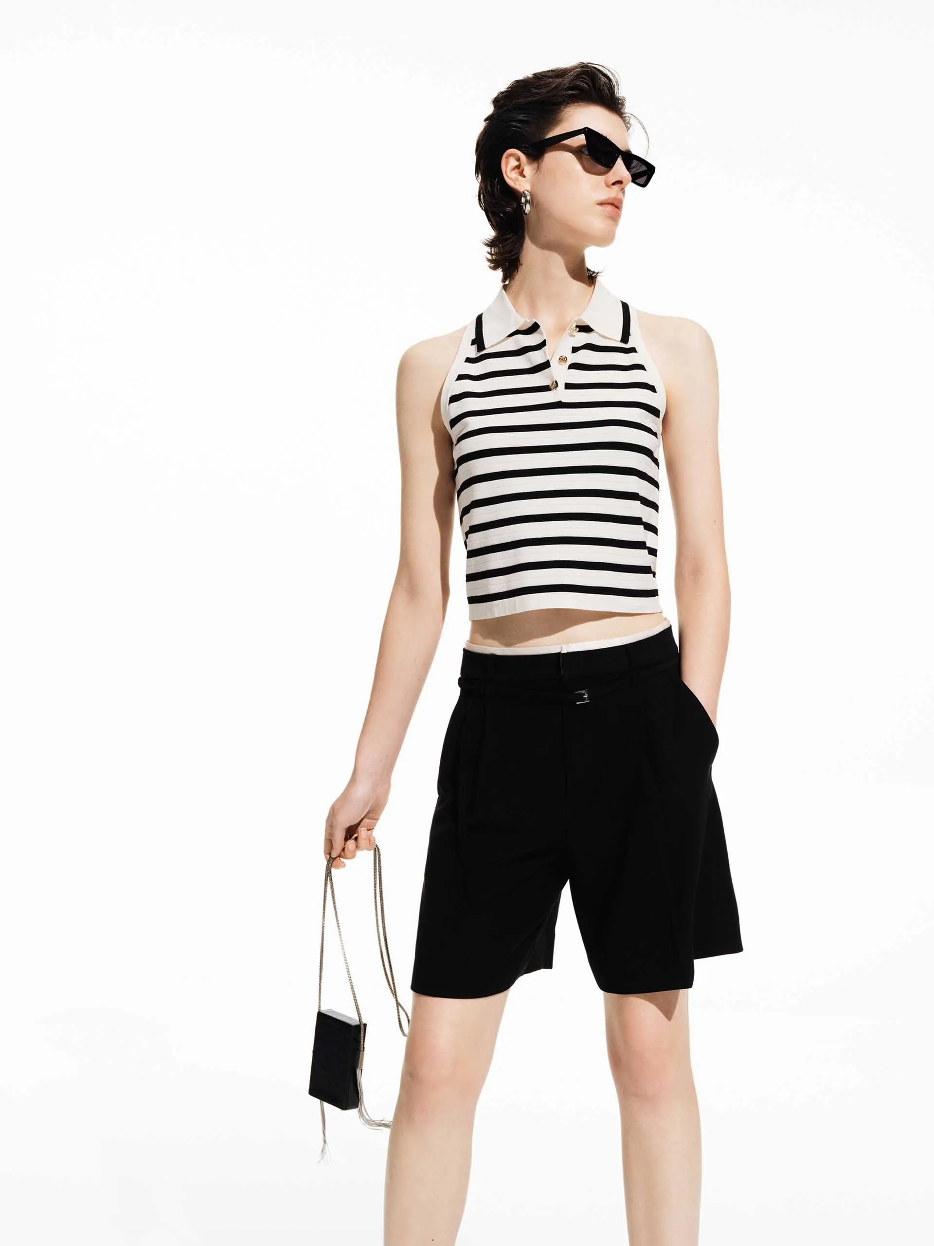 Contrast Detail Suit Shorts