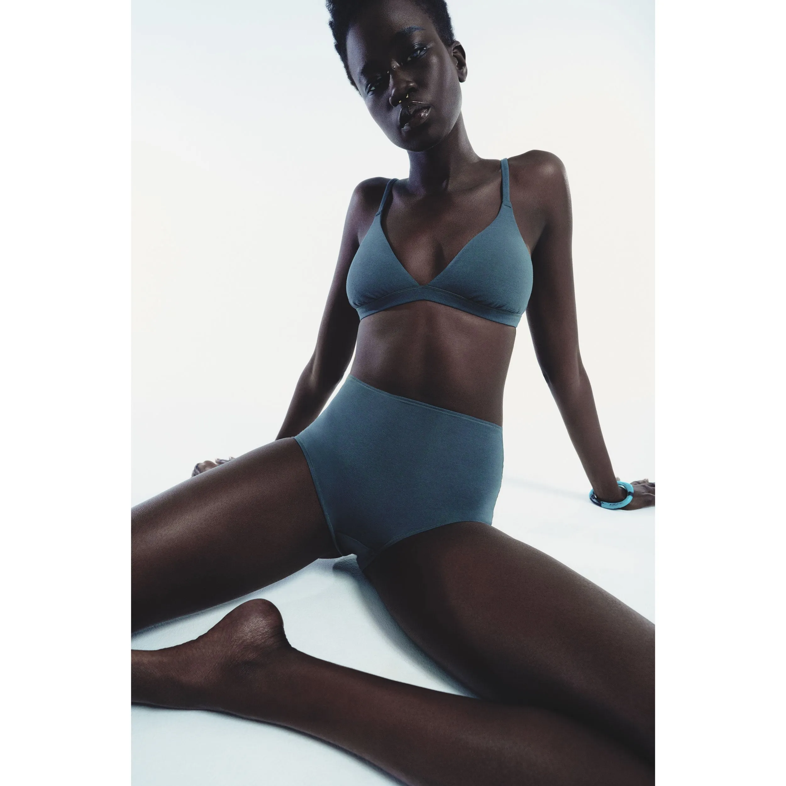 COTTON JERSEY TRIANGLE BRALETTE | LIGHT HEATHER GREY