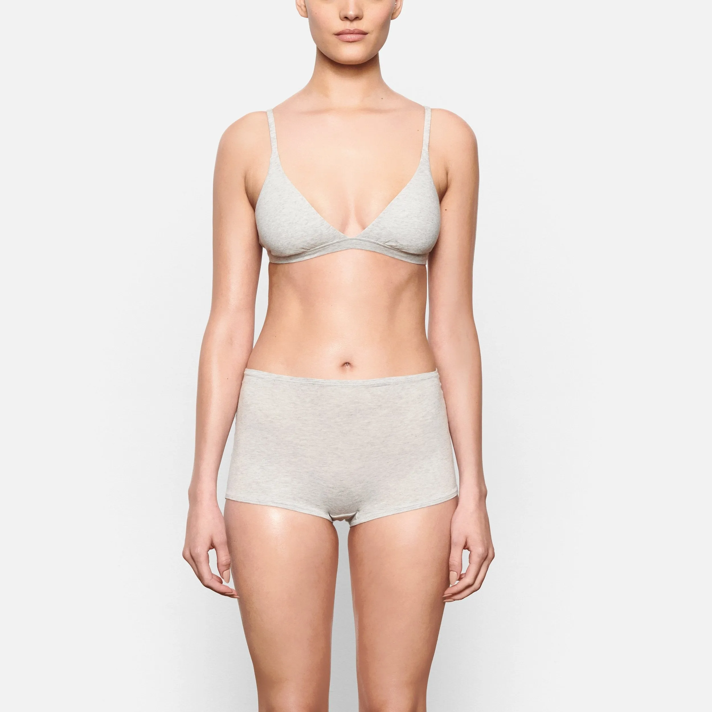 COTTON JERSEY TRIANGLE BRALETTE | LIGHT HEATHER GREY