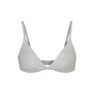 COTTON JERSEY TRIANGLE BRALETTE | LIGHT HEATHER GREY