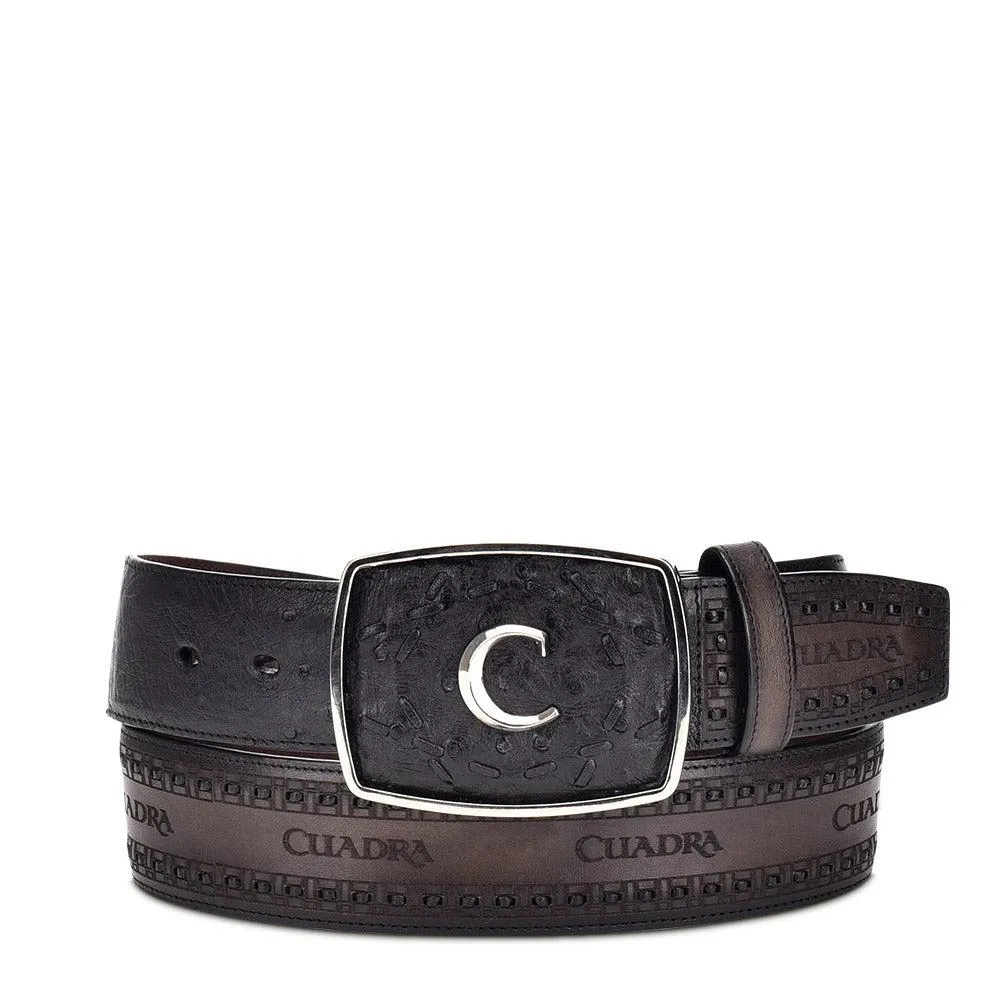 CV397A1 - Cuadra black cowboy western ostrich belt for men