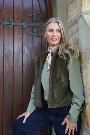 Dark Olive Luxe Cropped Gilet
