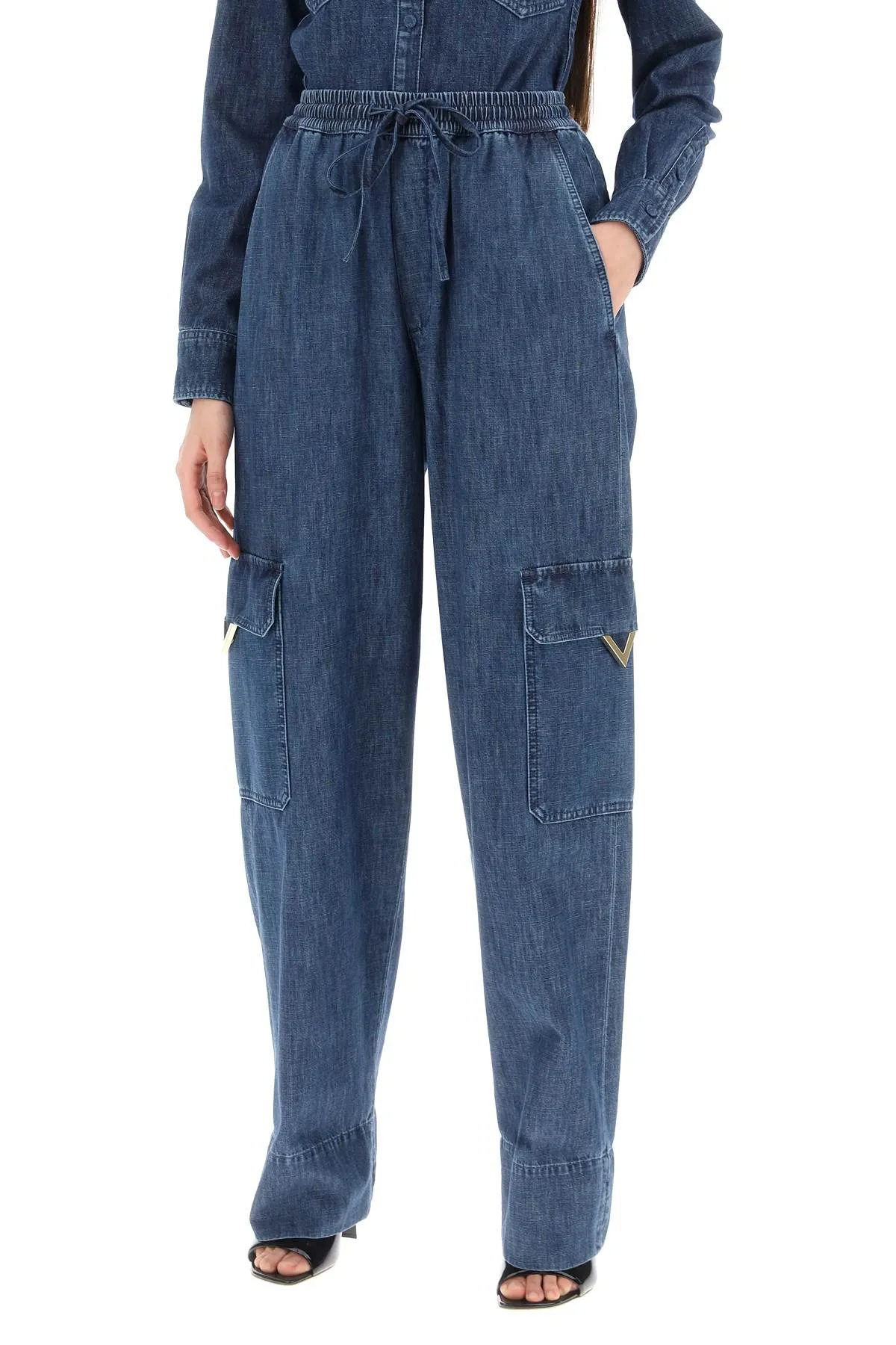 denim chambray cargo jeans