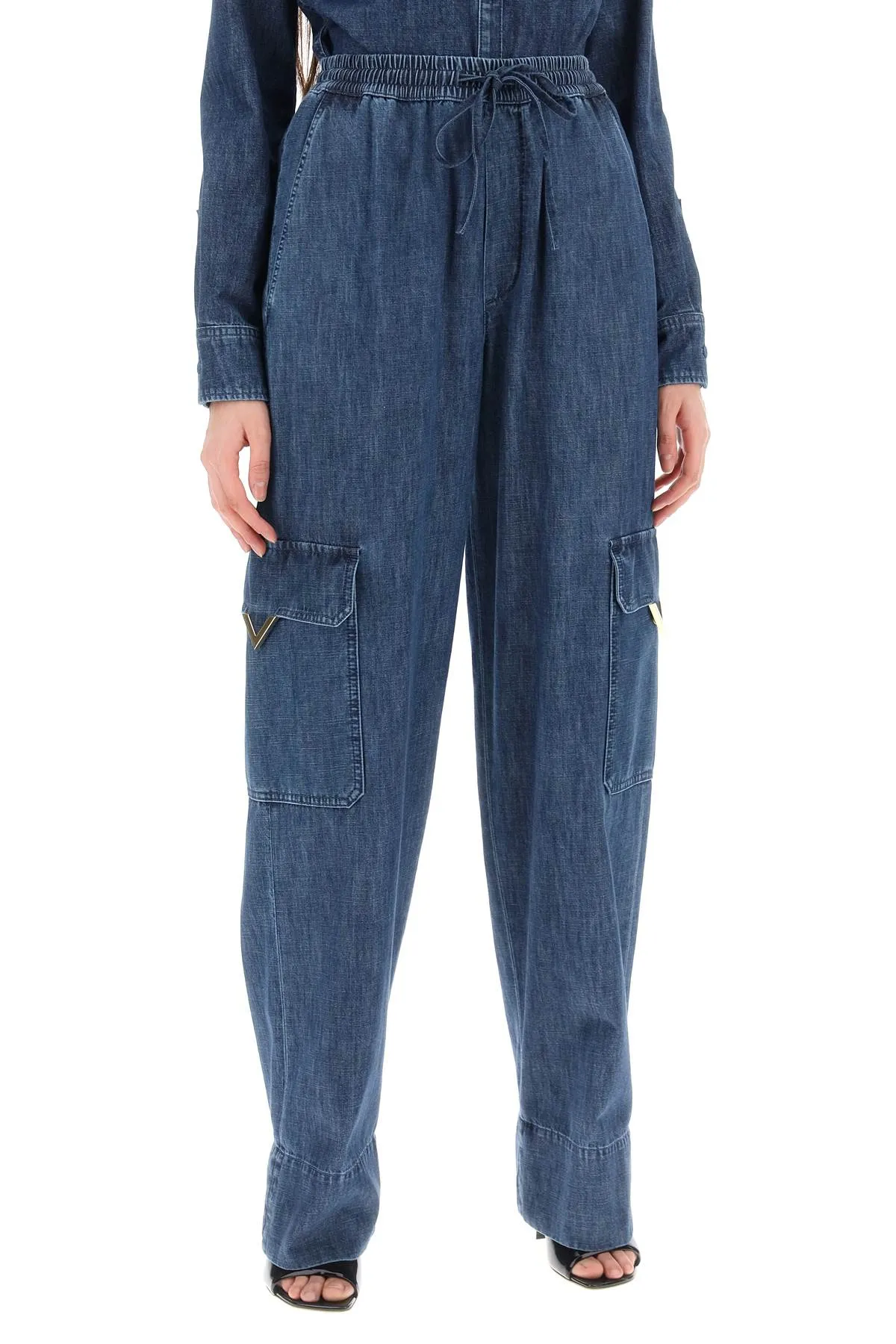 denim chambray cargo jeans