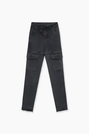 EVA DENIM SLIM CARGO | CHARCOAL