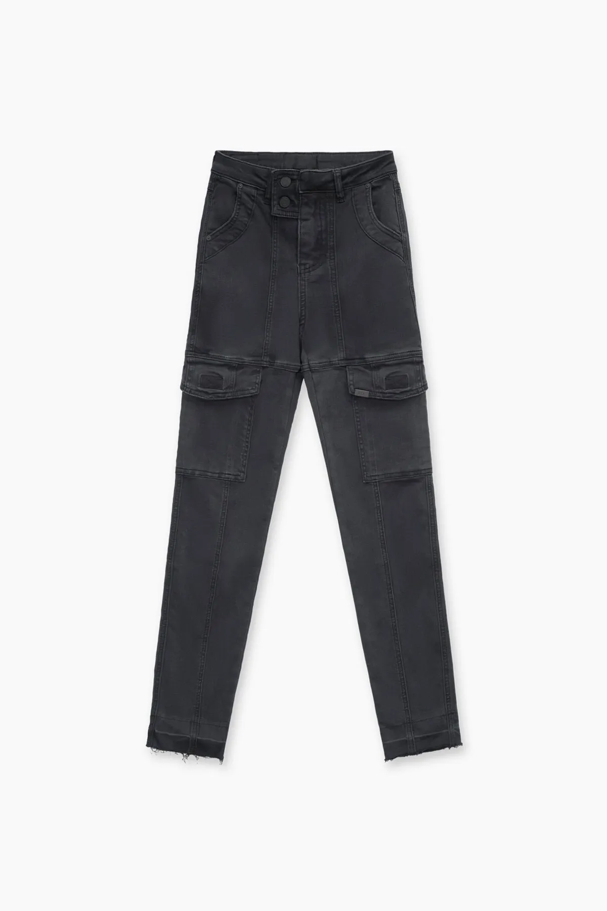 EVA DENIM SLIM CARGO | CHARCOAL