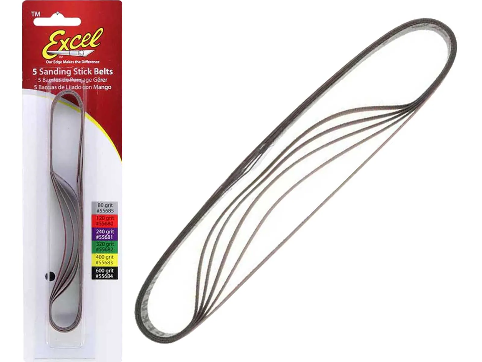 Excel 55681 5pc 240 Grit Sanding Belts - USA