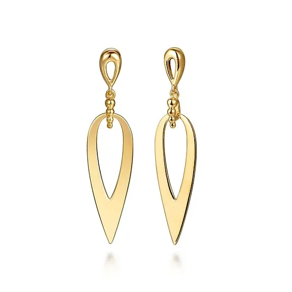 Gabriel 14K Yellow Gold 5mm x 38mm Statement Dangle Style Earrings